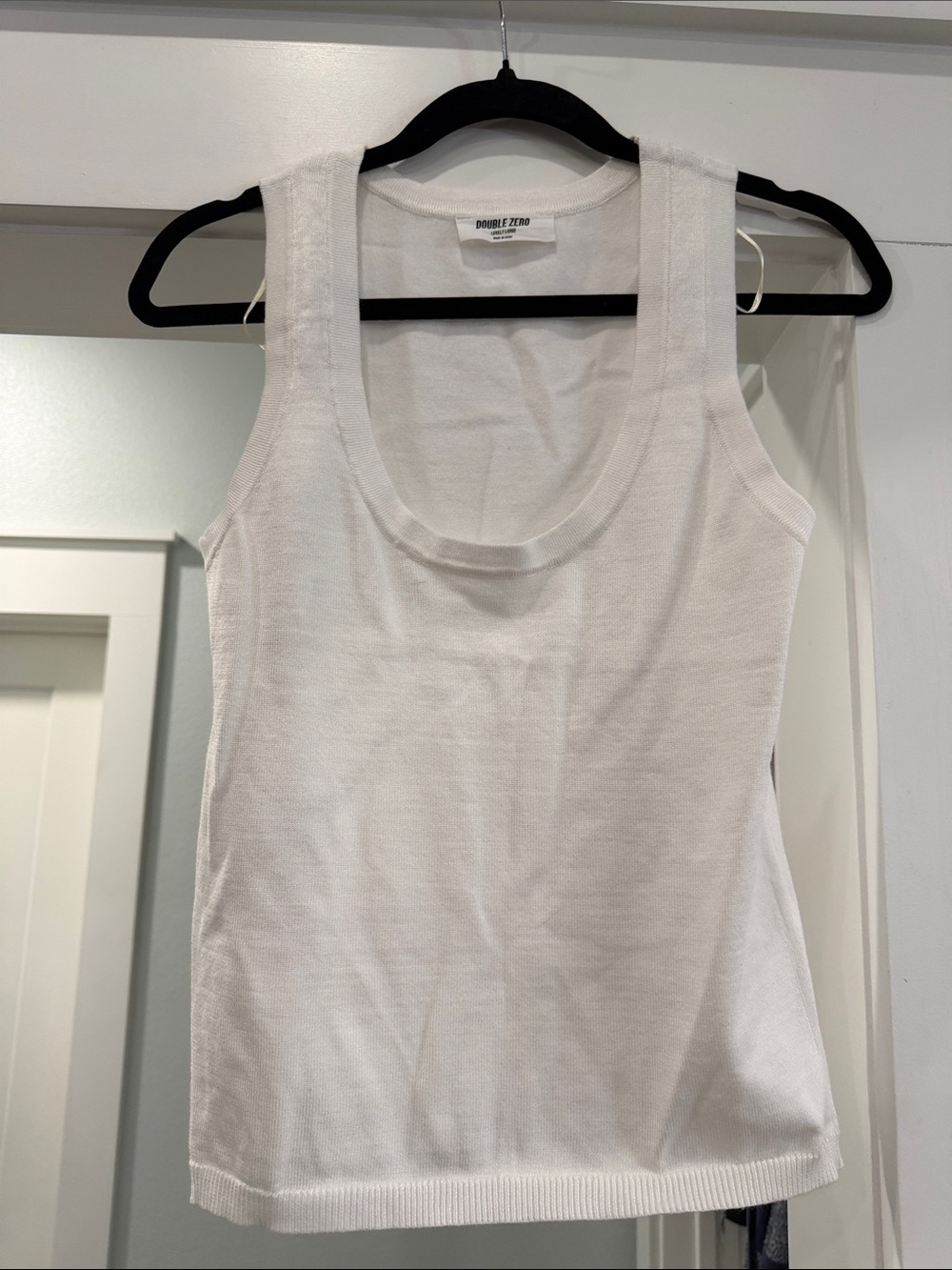 Double Zero Cream Ribbed Scoop Tank Top